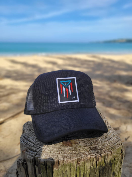 Gorra de tela simulando paja "Bandera Puertorriqueña"