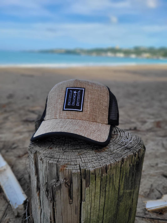 Gorra de tela simulando paja "Bandera Puertorriqueña"