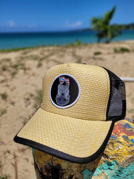 Gorra de Paja "Boricua en la Luna" Redondo