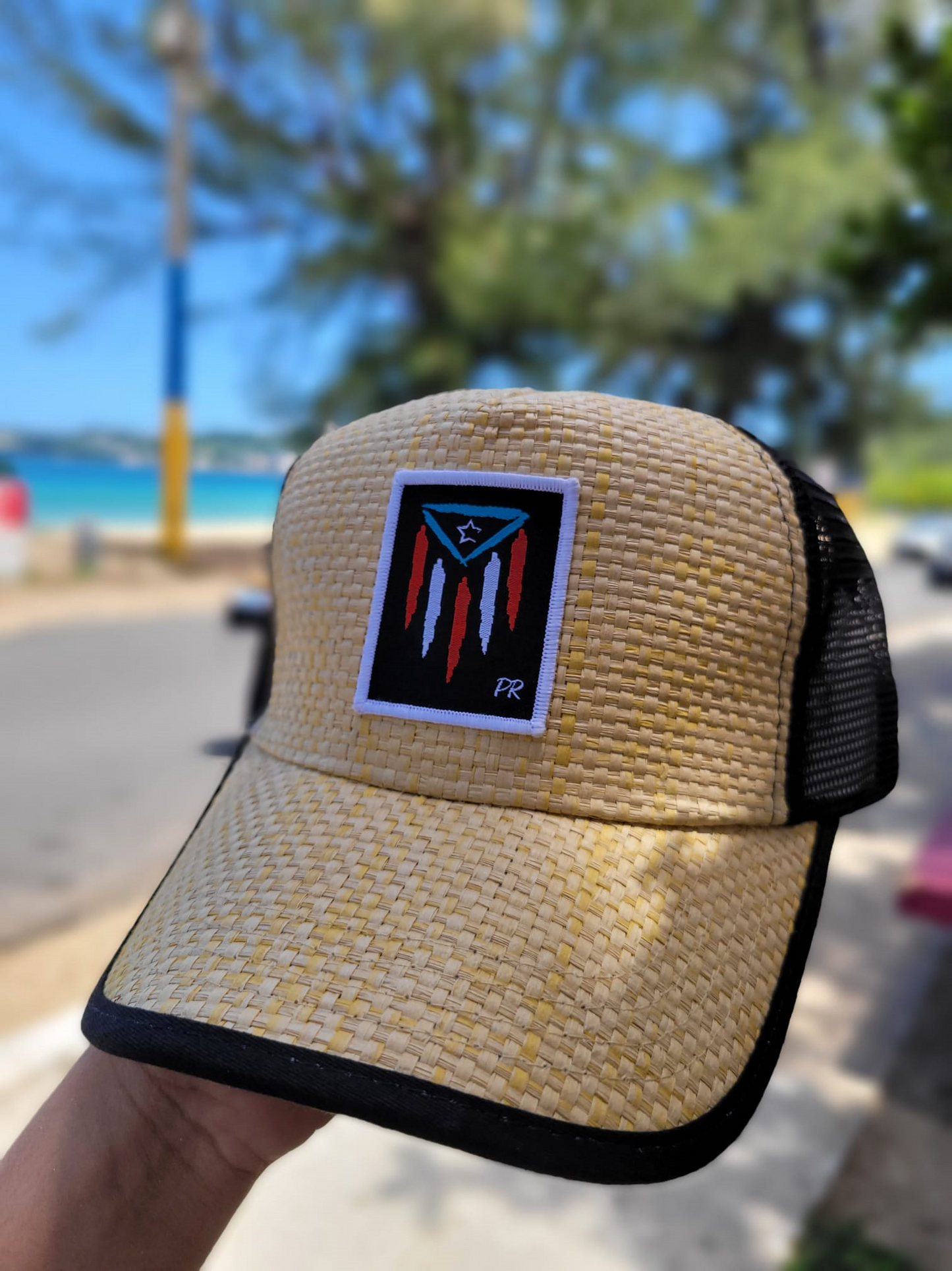 Gorra de Paja " Bandera Puertorriqueña"