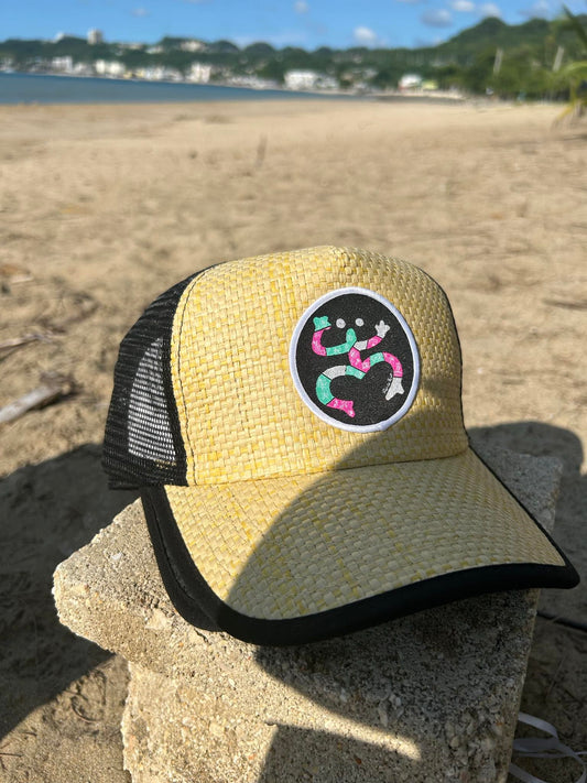 Gorra de Paja " Coqui Taino Rosado"