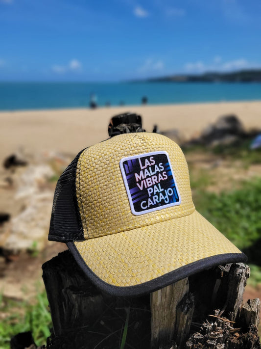 Gorra en paja "Las malas vibras para el cara"