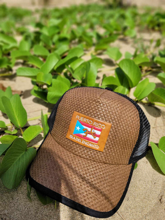 Gorra de Paja "Bandera en Cuero