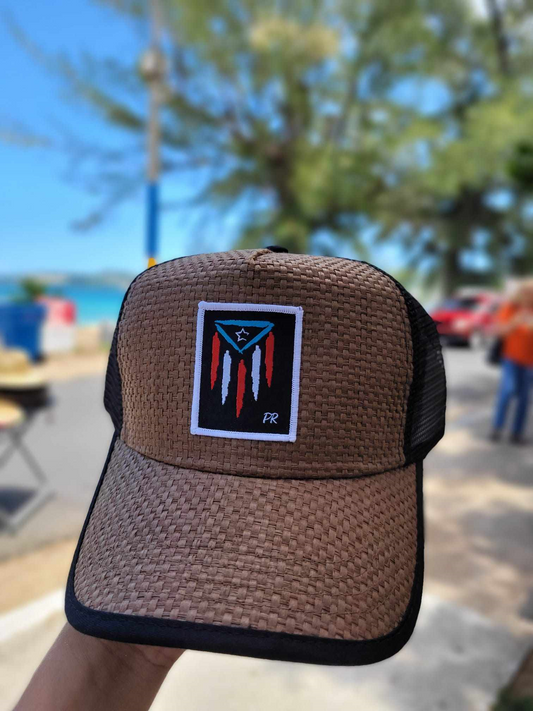 Gorra de Paja " Bandera Puertorriqueña"