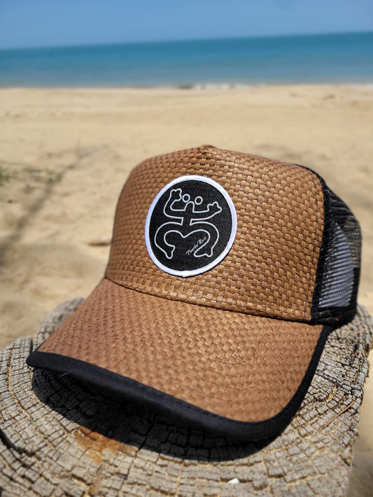 Gorra de Paja "Coqui Taino Black and White"