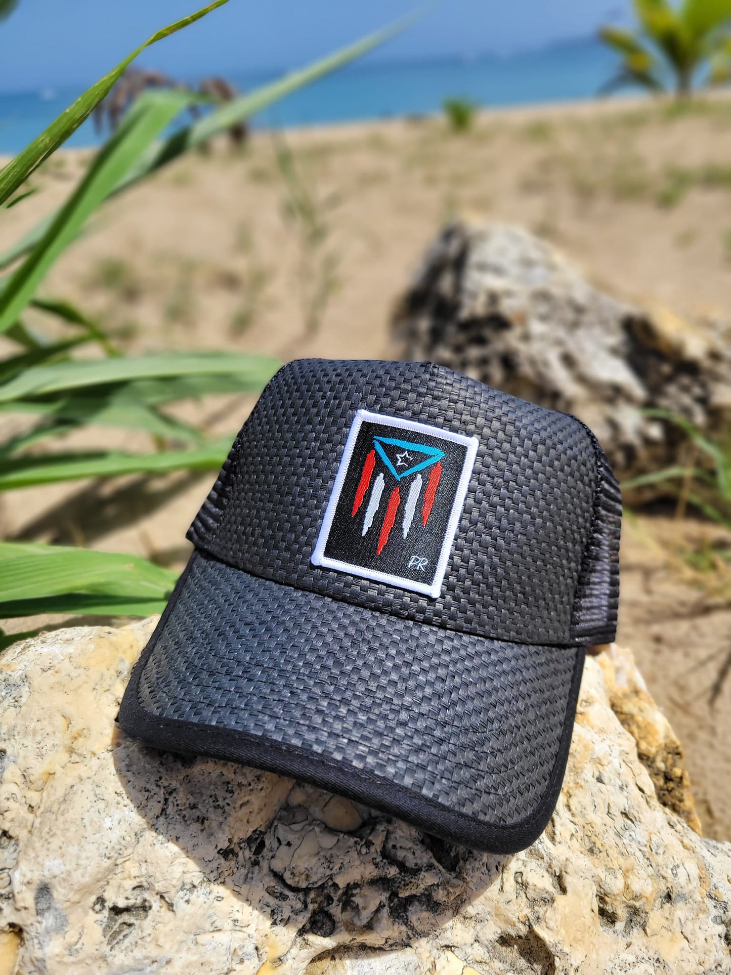 Gorra de Paja " Bandera Puertorriqueña"
