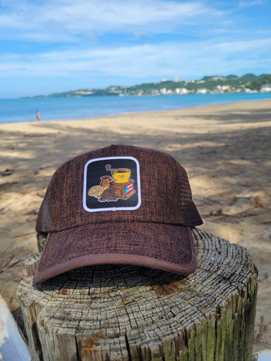 Gorra de tela simulando paja "Semillas de café"